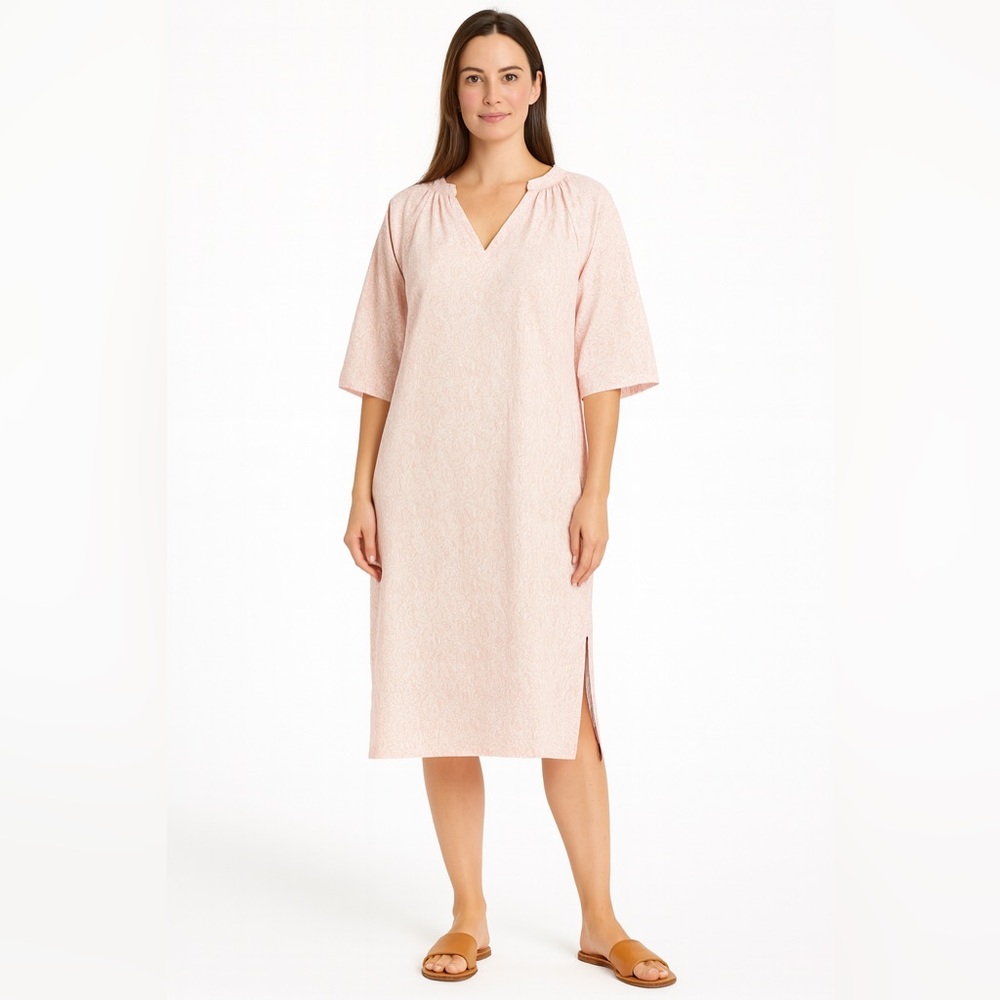 NWT Nina Blanc Spanish Kaftan in Blush Pink Floral, Size Large